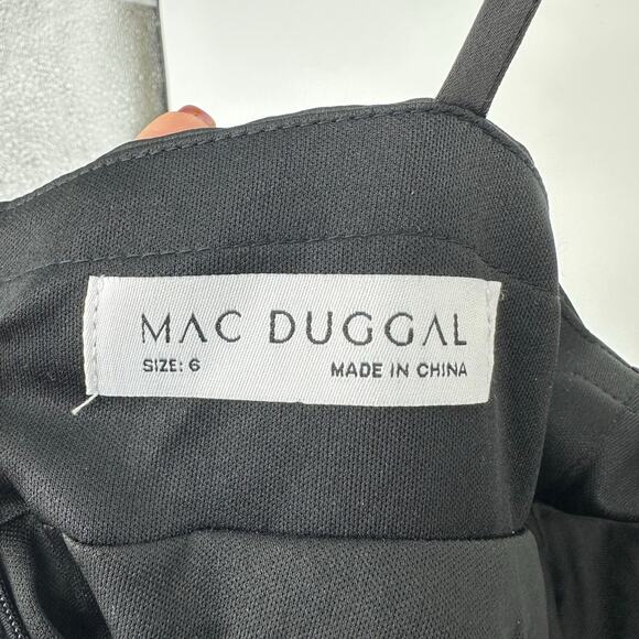 MAC DUGGAL Dress Evening Gown Black Mini Tulle Satin Bow Fit Flare Sz 6 Cupcake - Picture 8 of 12